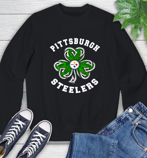 NFL Pittsburgh Steelers Three Leaf Clover St Patrick's Day Football Sports Sweatshirt
