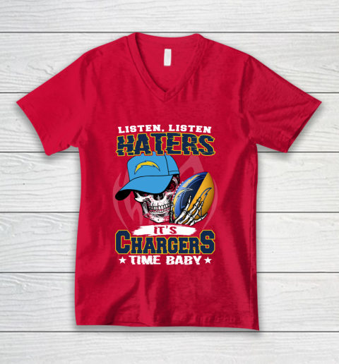 Listen Haters It is CHARGERS Time Baby NFL V-Neck T-Shirt 6