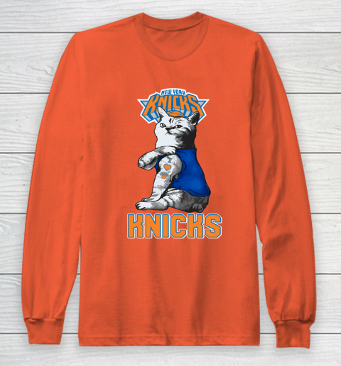 NBA Basketball My Cat Loves New York Knicks Long Sleeve T-Shirt 3