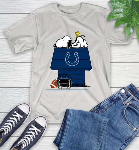 Indianapolis Colts NFL Football Snoopy Woodstock The Peanuts Movie T-Shirt