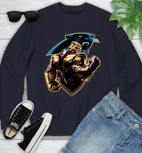 NFL Thanos Avengers Endgame Football Sports Carolina Panthers Youth Sweatshirt 3