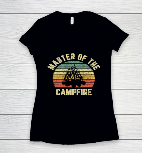 Master of the Campfire Camping Shirt Vintage Camper Women's V-Neck T-Shirt