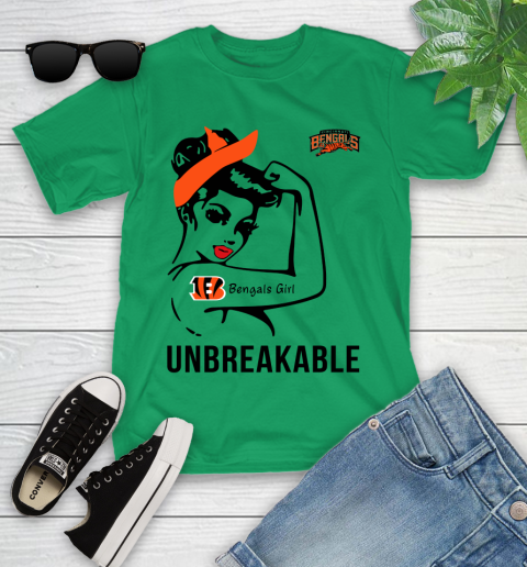 NFL Cincinnati Bengals Girl Unbreakable Football Sports Youth T-Shirt 3