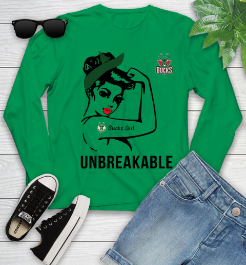 NBA Milwaukee Bucks Girl Unbreakable Basketball Sports Youth Long Sleeve 4