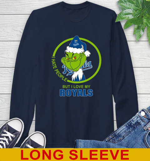 Kansas City Royals MLB Christmas Grinch I Hate People But I Love My Favorite Baseball Team Long Sleeve T-Shirt 4