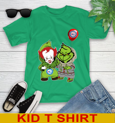 Philadelphia 76ers Baby Pennywise Grinch Christmas NBA Basketball Youth T-Shirt 6