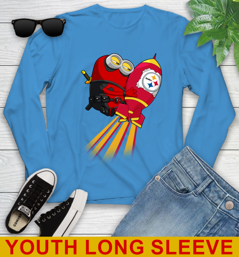 NFL Football Pittsburgh Steelers Deadpool Minion Marvel Shirt Youth Long Sleeve 8