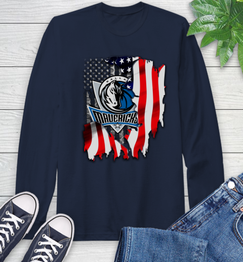 Dallas Mavericks NBA Basketball American Flag Long Sleeve T-Shirt 3