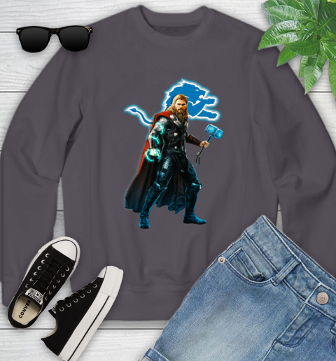 NFL Thor Avengers Endgame Football Detroit Lions Youth Sweatshirt 6