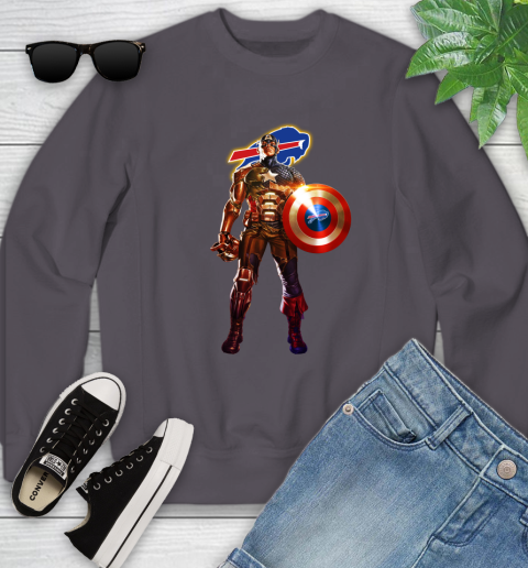 NFL Captain America Marvel Avengers Endgame Football Sports Buffalo Bills Youth Sweatshirt 6
