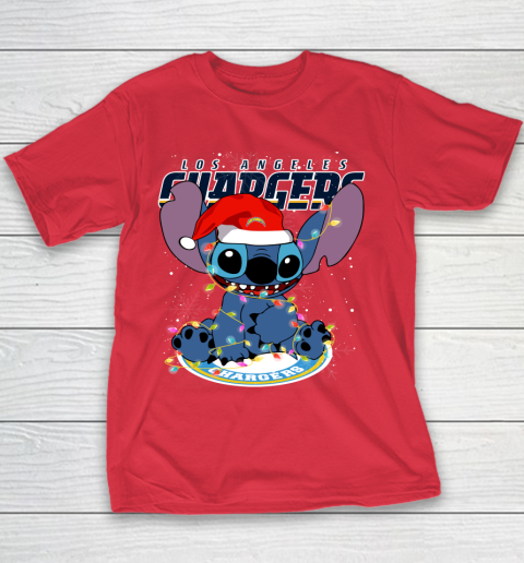 Los Angeles Chargers NFL Football noel stitch Christmas Youth T-Shirt 6