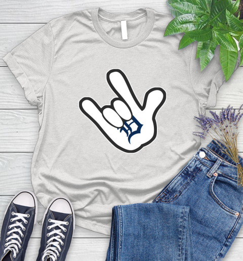 Detroit Tigers MLB Baseball Mickey Rock Hand Disney Women's T-Shirt
