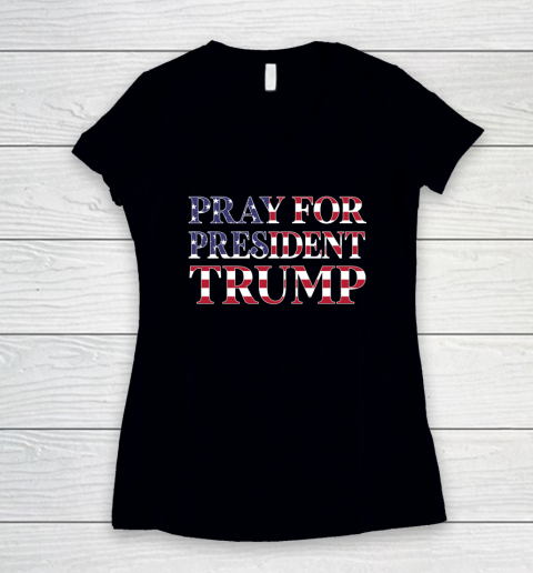 Trump Pray For Trump Peace and Love 2020 Women's V-Neck T-Shirt