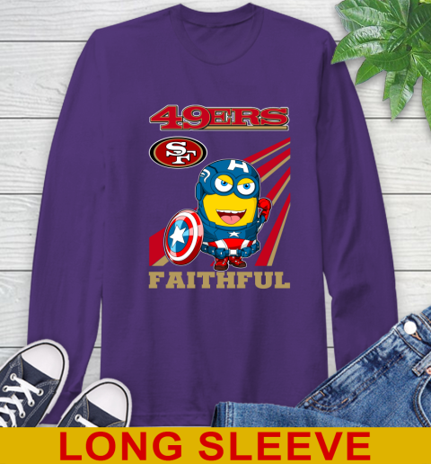 NFL Football San Francisco 49ers Captain America Marvel Avengers Minion Faithful Shirt Long Sleeve T-Shirt 5
