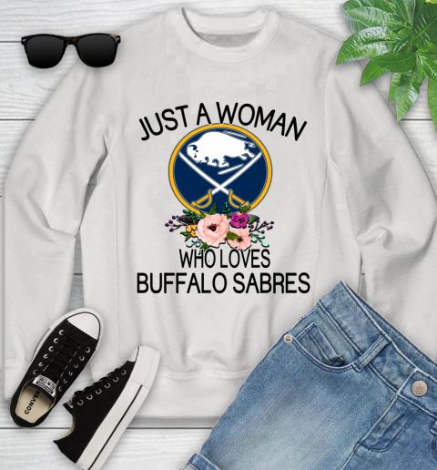 NHL Just A Woman Who Loves Buffalo Sabres Hockey Sports Youth Sweatshirt