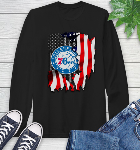 Philadelphia 76ers NBA Basketball American Flag Long Sleeve T-Shirt