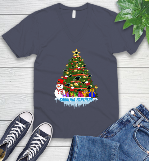 Carolina Panthers Merry Christmas NFL Football Sports V-Neck T-Shirt 8
