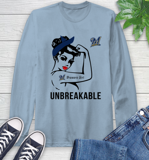MLB Milwaukee Brewers Girl Unbreakable Baseball Sports Long Sleeve T-Shirt 6