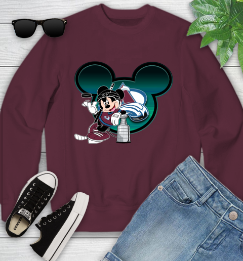 NHL Colorado Avalanche Stanley Cup Mickey Mouse Disney Hockey T Shirt Youth Sweatshirt 5