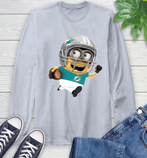 NFL Miami Dolphins Minions Disney Football Sports Long Sleeve T-Shirt 6