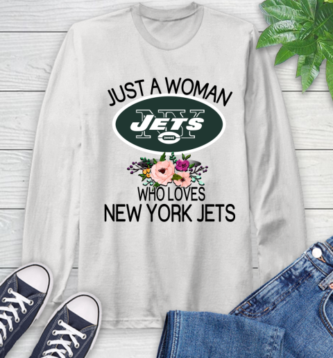 NFL Just A Woman Who Loves New York Jets Football Sports Long Sleeve T-Shirt