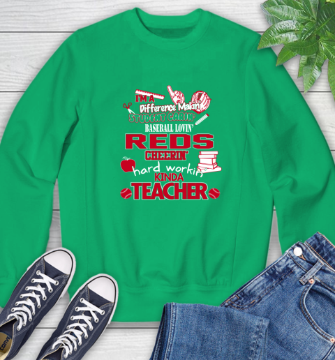 Cincinnati Reds MLB I'm A Difference Making Student Caring Baseball Loving Kinda Teacher Sweatshirt 8 Cincinnati Reds MLB I'm A Difference Making Student Caring Baseball Loving Kinda Teacher Sweatshirt - Image 8