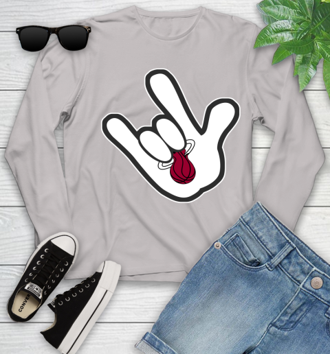 Miami Heat NBA Basketball Mickey Rock Hand Disney Youth Long Sleeve 12