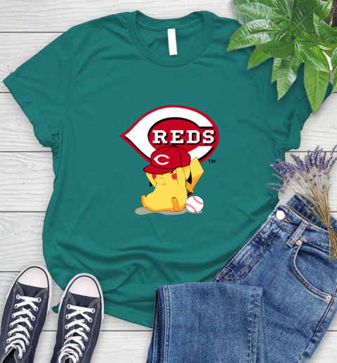 MLB Pikachu Baseball Sports Cincinnati Reds Women's T-Shirt 12