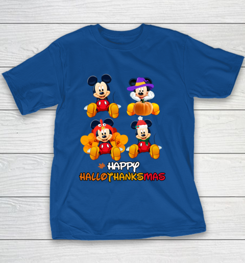 Disney Mickey Happy Halloween Thankgiving Christmas  HappyHalloThanksMas Youth T-Shirt