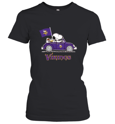 Snoopy And Woodstock Ride The Minnesota Vikings Car NFL Women's T-Shirt