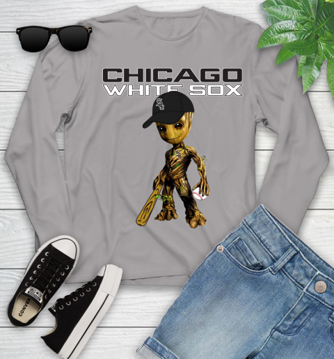MLB Chicago White Sox Groot Guardians Of The Galaxy Baseball Youth Long Sleeve 5