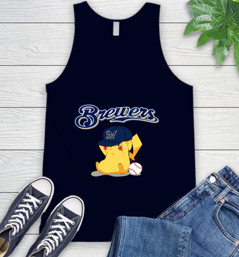 MLB Pikachu Baseball Sports Milwaukee Brewers Tank Top 3