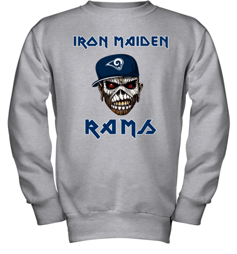 NFL Los Angeles Rams Iron Maiden Rock Band Music Football Sports UEPnpBsBWlE youth sweatshirt 47 95 151514 front sport grey