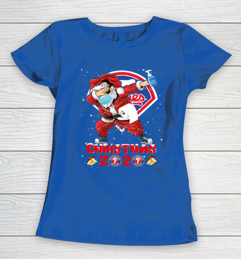 Philadelphia Phillies Funny Santa Claus Dabbing Christmas 2020 MLB Women's T-Shirt 8