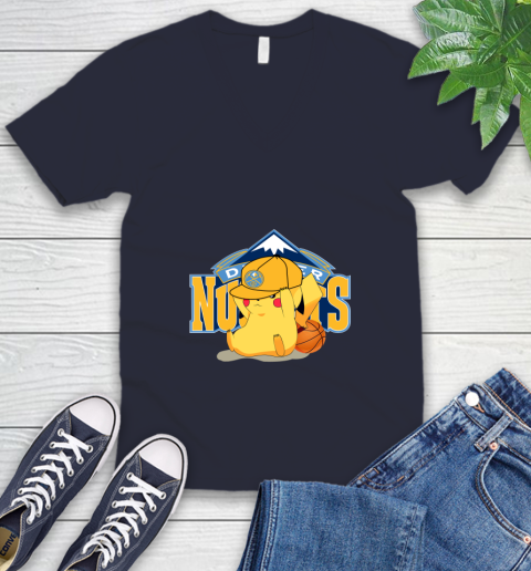 NBA Pikachu Basketball Sports Denver Nuggets V-Neck T-Shirt 3