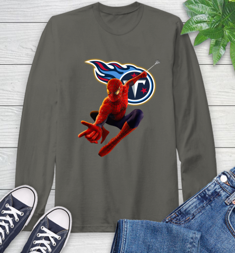 NFL Spider Man Avengers Endgame Football Tennessee Titans Long Sleeve T-Shirt 8