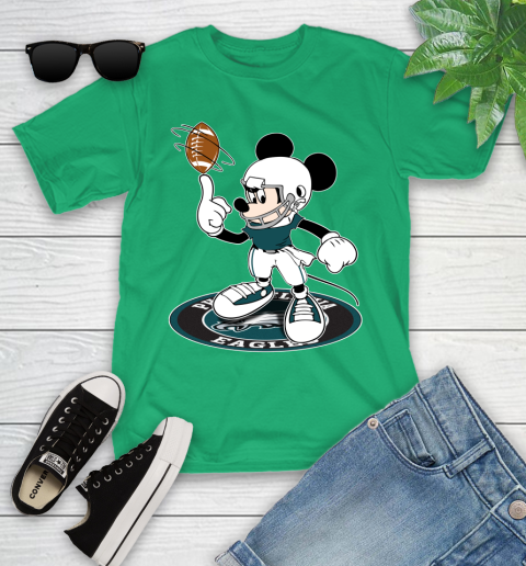 NFL Football Philadelphia Eagles Cheerful Mickey Disney Shirt Youth T-Shirt 6