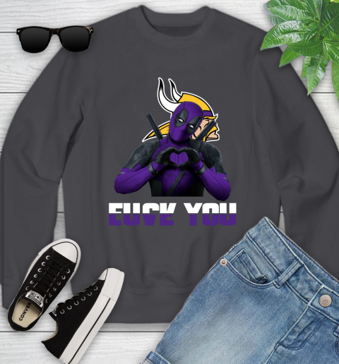 NHL Minnesota Vikings Deadpool Love You Fuck You Football Sports Youth Sweatshirt 5