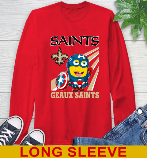 NFL Football New Orleans Saints Captain America Marvel Avengers Minion Shirt Long Sleeve T-Shirt 12
