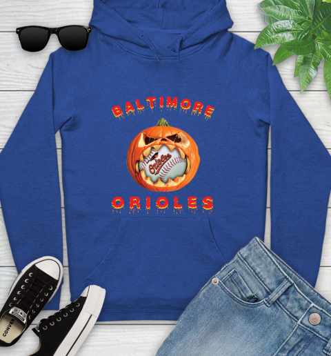 MLB Baltimore Orioles Halloween Pumpkin Baseball Sports Youth Hoodie 9