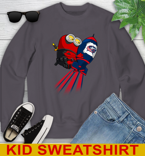 NHL Hockey Columbus Blue Jackets Deadpool Minion Marvel Shirt Youth Sweatshirt 5