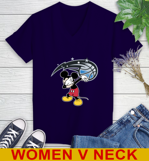 Orlando Magic NBA Basketball Dabbing Mickey Disney Sports Women's V-Neck T-Shirt 4