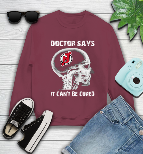 NHL New Jersey Devils Hockey Skull It Can't Be Cured Shirt Sweatshirt 5