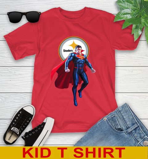 NFL Superman DC Sports Football Pittsburgh Steelers Youth T-Shirt 10