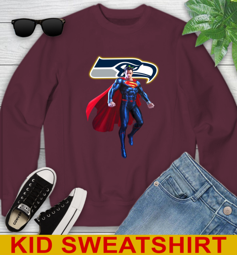 NFL Superman DC Sports Football Seattle Seahawks Youth Sweatshirt 5