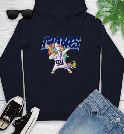 New York Giants NFL Football Funny Unicorn Dabbing Sports Youth Hoodie 4