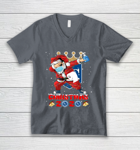Kansas City Royals Funny Santa Claus Dabbing Christmas 2020 MLB V-Neck T-Shirt 4