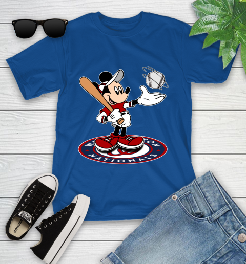 MLB Baseball Washington Nationals Cheerful Mickey Disney Shirt Youth T-Shirt 9