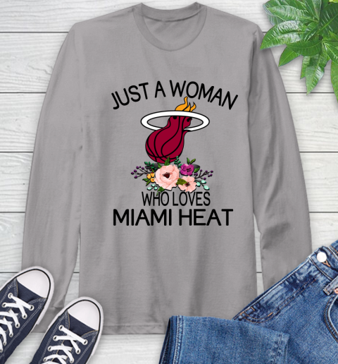 NBA Just A Woman Who Loves Miami Heat Basketball Sports Long Sleeve T-Shirt 4
