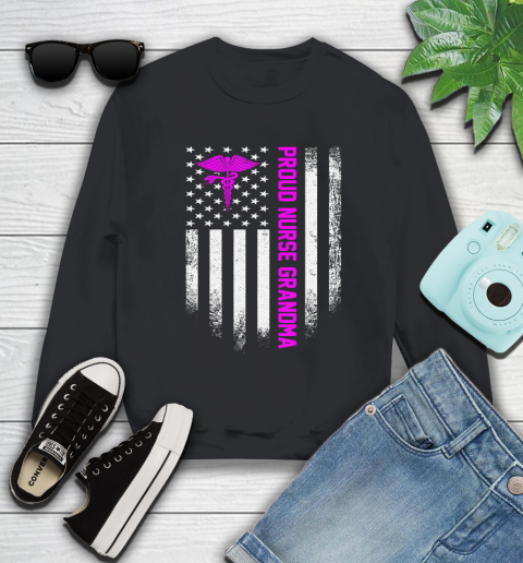 Nurse Shirt Vintage USA American Flag Proud Nurse Grandma Distressed T Shirt Sweatshirt